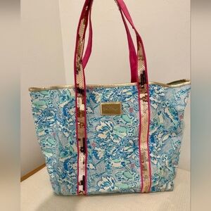 Lilly Pulitzer Pink and Blue Patterned Tote